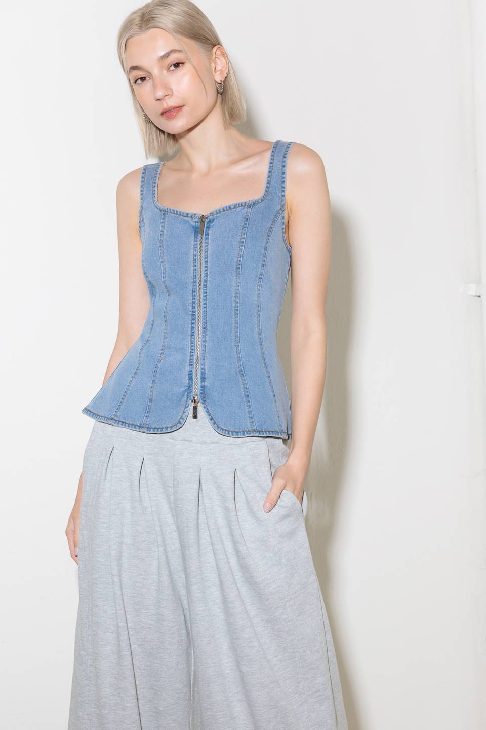 ALMOST ANGELIC LIGHT INDIGO DENIM TOP