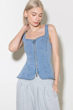 ALMOST ANGELIC LIGHT INDIGO DENIM TOP