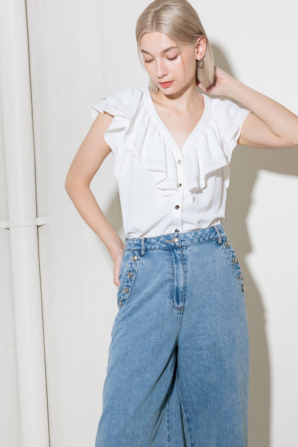 MADE FOR ROMANCE OFF WHITE WOVEN TOP