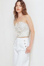 CHANTILLY FLAIR WOVEN LACE TUBE TOP