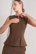 MONDAY FLOW BROWN WOVEN TOP
