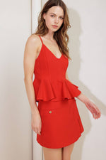 MELTED MARSHMALLOW RED WOVEN CAMI TOP