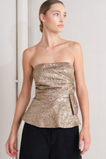 LIQUID GOLD WOVEN TOP