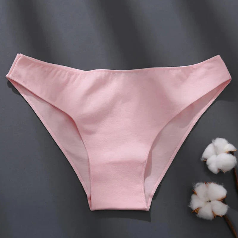 Sexy Low Waist Briefs Panties Plus Size M-XXL Cotton Lingerie Female Breathable Underwear 7 Solid Color Girls Intimates Lingerie