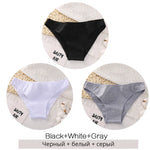 FINETOO M-2XL Women Cotton Underwear 3Pcs/set Comfortable Panties Ladies Plus Size Underpants Solid Color Briefs Female Lingerie