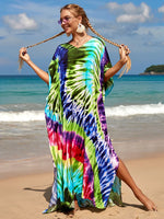 2025 Loose Boho Style Maxi Dress Print Face Swim Suit Cover-up Bohemian Dress Robe Plage Kaftan Maxi Dress Beach Wear Tunics