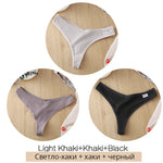 3Pcs/Set Women Cotton Thongs Panties Sexy Low Waist G-String Briefs Ladies Brazilian Lingerie Girls Breathable Intimates Bikini