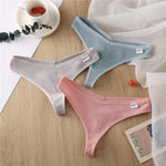 FINETOO Cotton Panties G-String for Women V Wasit Lingerie Solid Color Thongs M-XL Breathable Underwear Girls Intimates Lingerie