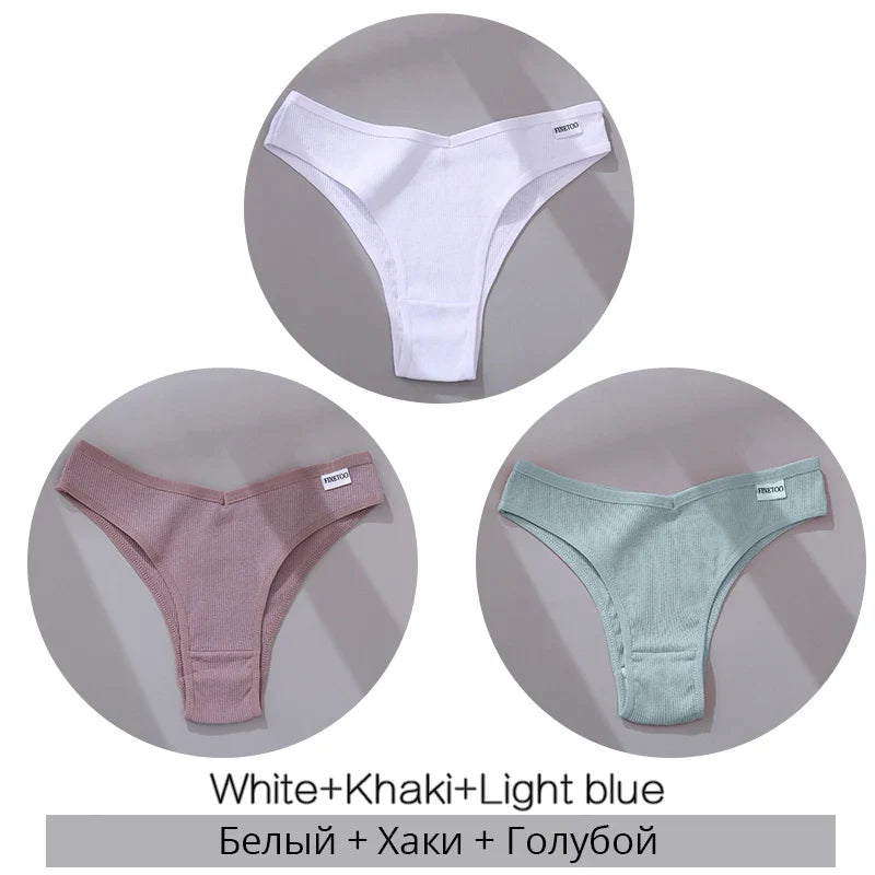 3Pcs/Set Cotton Women Briefs Sexy Low Rise Panties Female Seamless Underwear Breathable Underpants Girls M-XL Intimates Lingerie