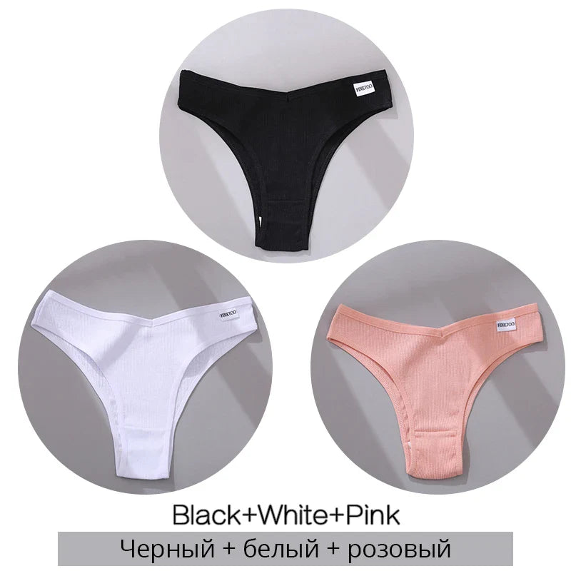 3Pcs/Set Cotton Women Briefs Sexy Low Rise Panties Female Seamless Underwear Breathable Underpants Girls M-XL Intimates Lingerie