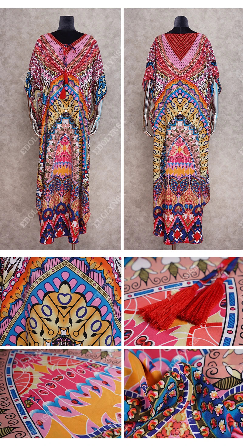 2026 Indie Folk Embroidered Short Sleeve Summer Dress Cotton Tunic Beach Kaftan Women Beachwear Swimsuit Cover Up Robe de plage
