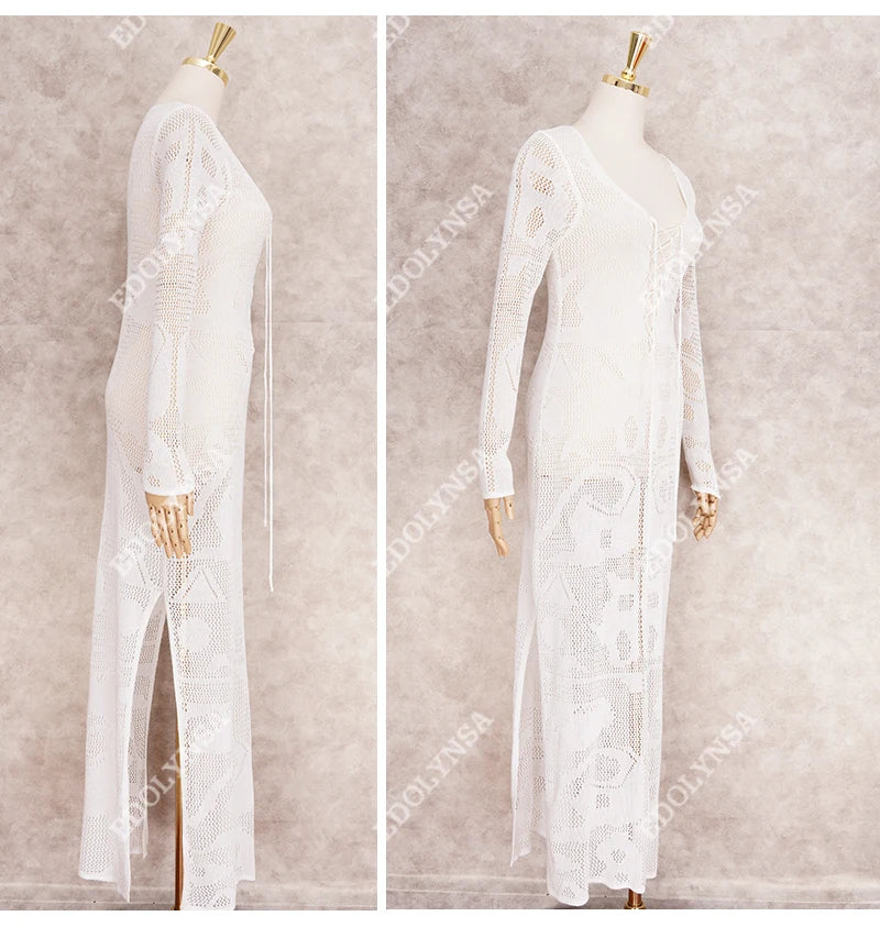 New Arrivals Sexy Beach Cover up Crochet Women Swimwear Rash Guard Beach Kaftan Wrap Dress Robe de Plage Saida de Praia #Q194