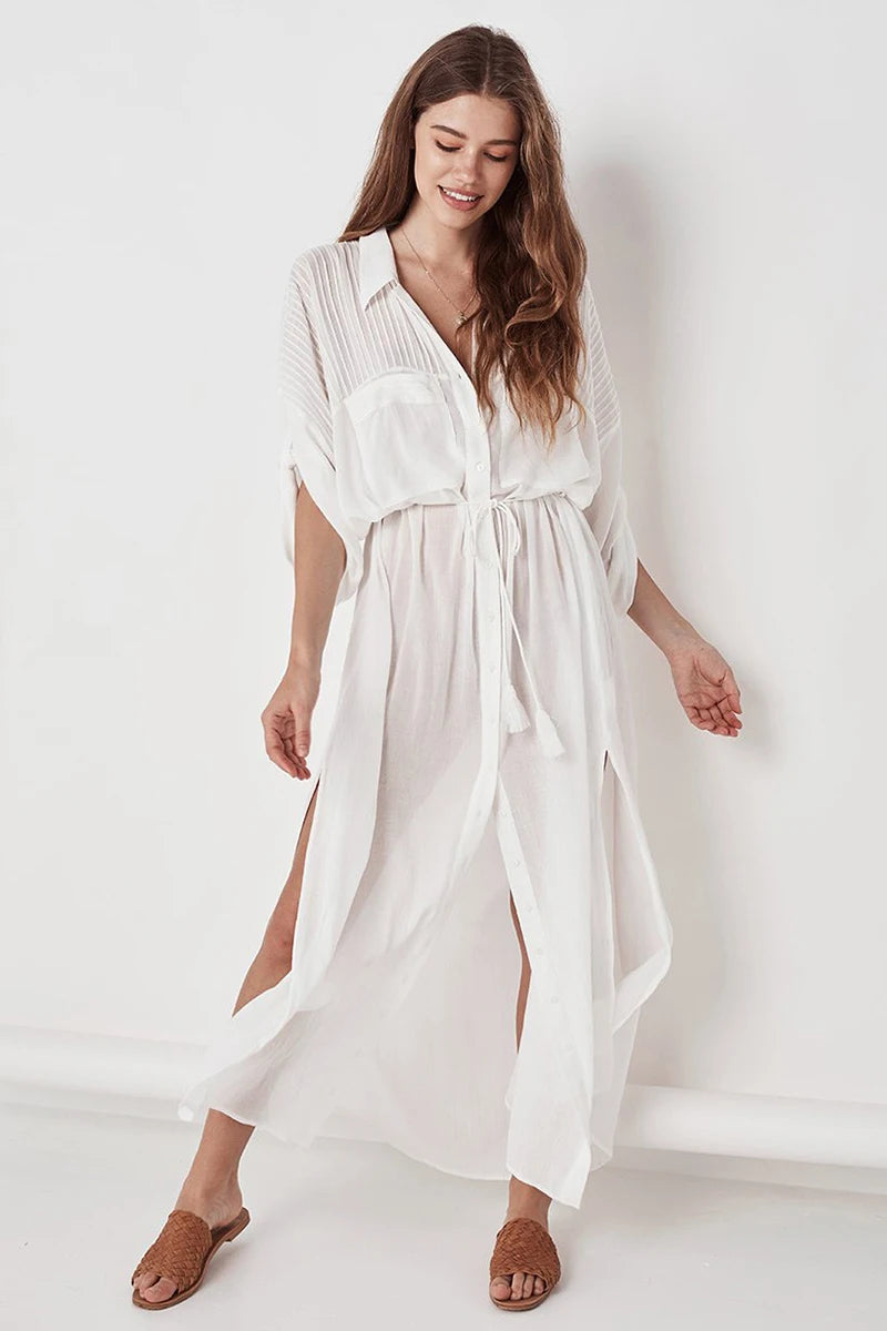 Crochet White Knitted Beach Cover Up Dress Tunic Long Pareos Bikinis Cover Ups Swim Cover Up Robe Plage Beachwear