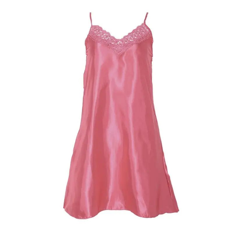Women Ice Silk Cool Nightgown Pyjamas Sexy V Neck Sleepwear Nightwear