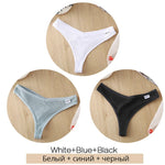 3Pcs/Set Women Cotton Thongs Panties Sexy Low Waist G-String Briefs Ladies Brazilian Lingerie Girls Breathable Intimates Bikini