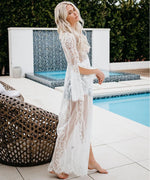 Crochet White Knitted Beach Cover Up Dress Tunic Long Pareos Bikinis Cover Ups Swim Cover Up Robe Plage Beachwear