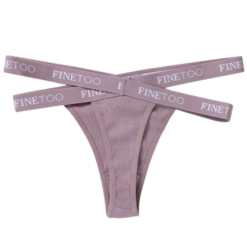 1PC FINETOO Women Panties Front Cross Cotton Lingerie Sexy Low WaistColor Thongs Ladies Underwear Fashion Soft Underpants