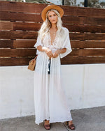 Crochet White Knitted Beach Cover Up Dress Tunic Long Pareos Bikinis Cover Ups Swim Cover Up Robe Plage Beachwear