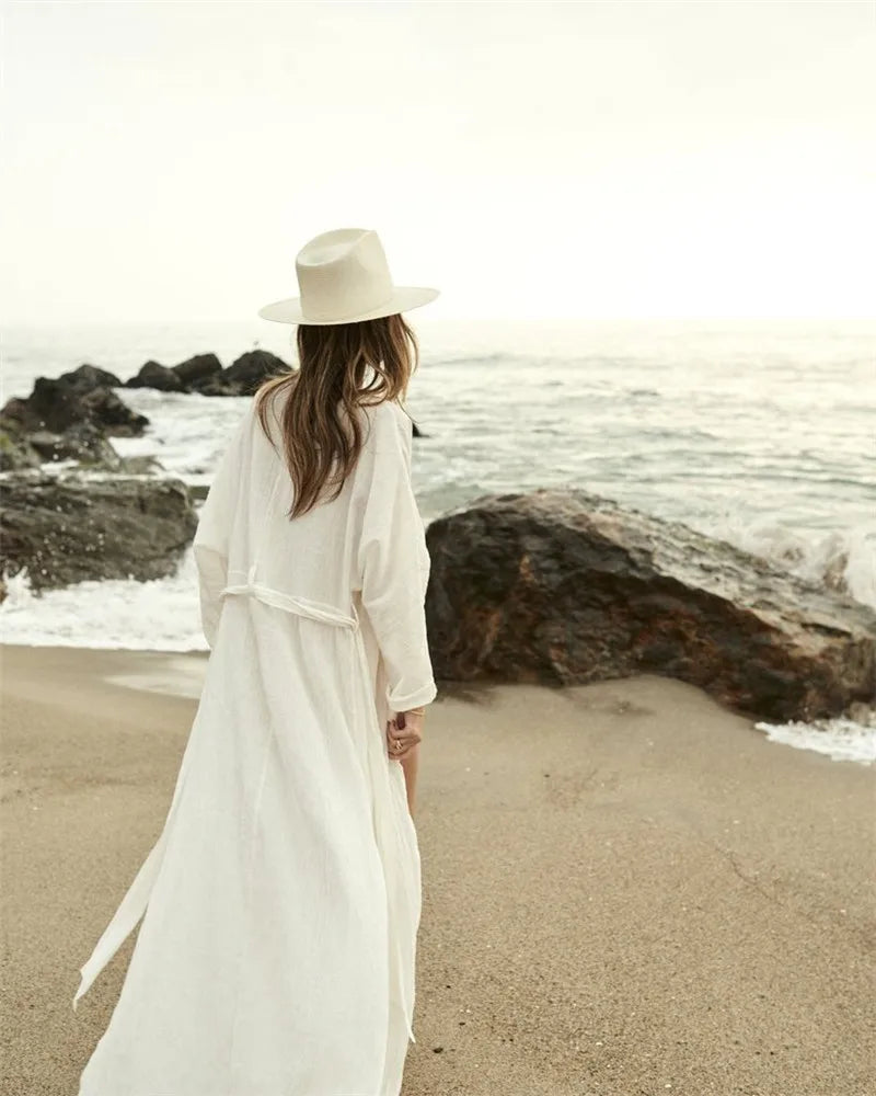 Crochet White Knitted Beach Cover Up Dress Tunic Long Pareos Bikinis Cover Ups Swim Cover Up Robe Plage Beachwear