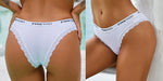 FINETOO Women Cotton Panties M-2XL Sexy Hollow Out Lace Briefs Female Letter Belt Brazil Underwear Girl Big Size PantyLingerie