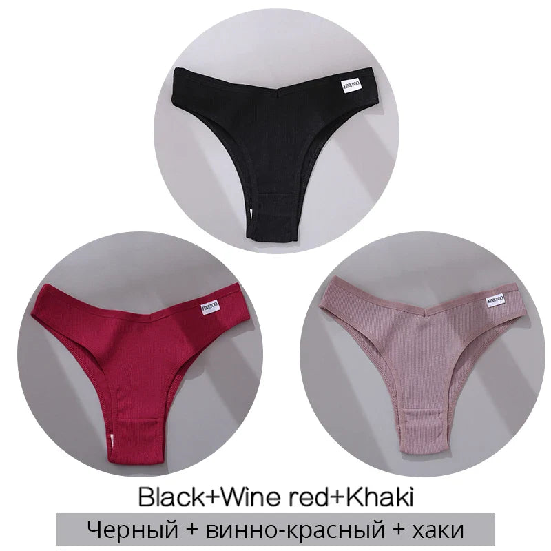 3Pcs/Set Cotton Women Briefs Sexy Low Rise Panties Female Seamless Underwear Breathable Underpants Girls M-XL Intimates Lingerie