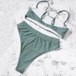 ZTVitality Sexy Bikinis Solid Push Up Bikini 2021 Hot Sale Padded Bra Straps High Waist Swimsuit Female Swimwear Women Biquini