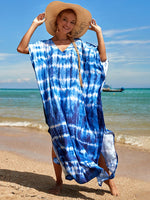 2025 Loose Boho Style Maxi Dress Print Face Swim Suit Cover-up Bohemian Dress Robe Plage Kaftan Maxi Dress Beach Wear Tunics