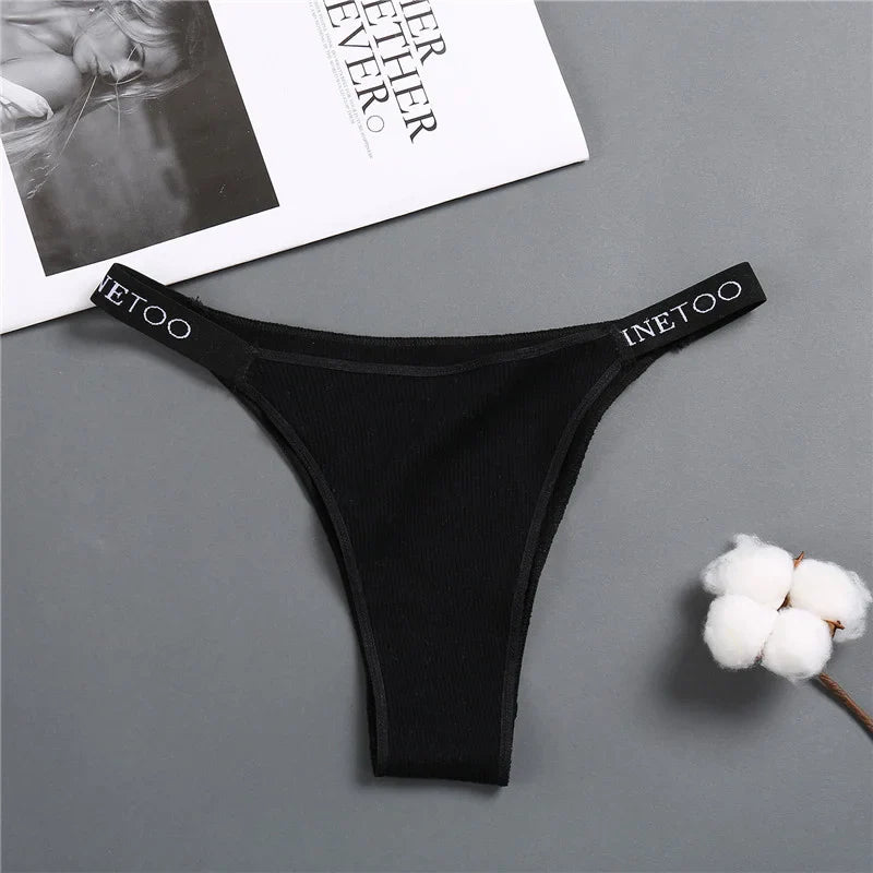 Sexy Low Rise Cotton Panties for Women Female Briefs Pantys LadiesLetter Belt Underwear Girls M-XL Intimates Lingerie FINETOO