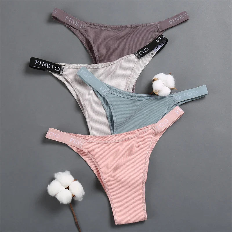 Sexy Low Rise Cotton Panties for Women Female Briefs Pantys LadiesLetter Belt Underwear Girls M-XL Intimates Lingerie FINETOO