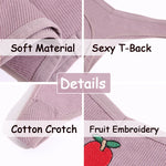 3PCS Cotton Women Thongs Panties Sexy Low Waist Cotton Briefs Female T-Back G-string Girls M-XL Intimate Lingerie