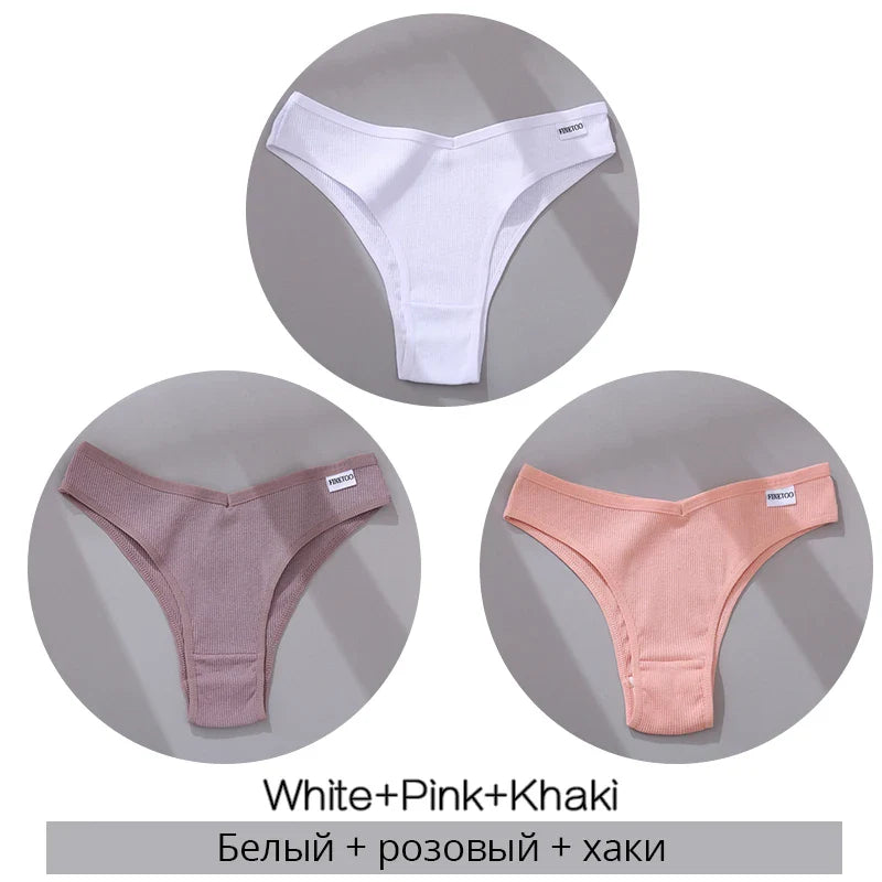 3Pcs/Set Cotton Women Briefs Sexy Seamless Brazilian Panties Female Low Rise Underwear Breathable Underpants Girls M-XL Intimate