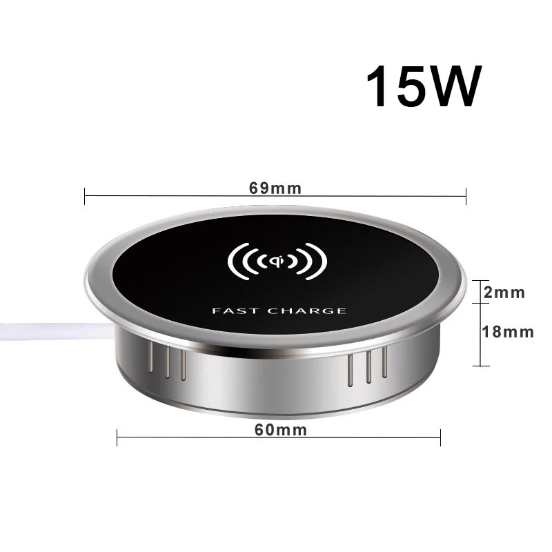 Desk Embeded Wireless Charger 15W Phone Charger 3.0 For xiaomi mi 11 10s Wireless Charging Pad For iphone 12 pro max x plus