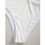 Bandeau Bikini 2025 Women Sexy White Black Cut Out Metal High Waist Swimsuit Female Off Shoulder Bathing Suit Swimwear Beachwear