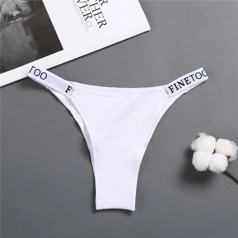 Sexy Low Rise Cotton Panties for Women Female Briefs Pantys LadiesLetter Belt Underwear Girls M-XL Intimates Lingerie FINETOO
