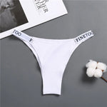 Sexy Low Rise Cotton Panties for Women Female Briefs Pantys LadiesLetter Belt Underwear Girls M-XL Intimates Lingerie FINETOO