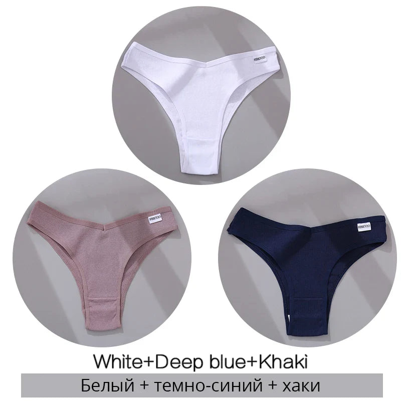 3Pcs/Set Cotton Women Briefs Sexy Low Rise Panties Female Seamless Underwear Breathable Underpants Girls M-XL Intimates Lingerie