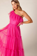 SOME FRESH AIR FUCHSIA TULLE MIDI DRESS