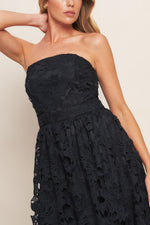 CAREFREE NIGHTS BLACK LACE MIDI DRESS
