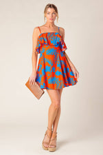 STOPPING TIME ORANGE WOVEN MINI DRESS