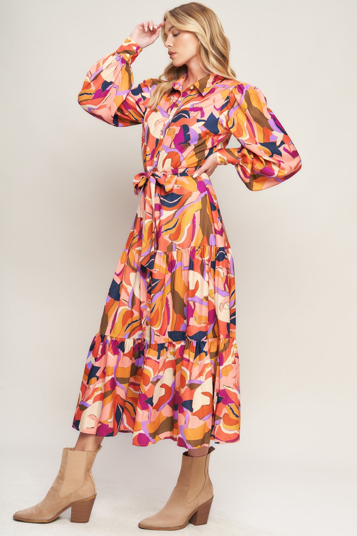 ROSEWOOD ROMANCE WOVEN MIDI DRESS