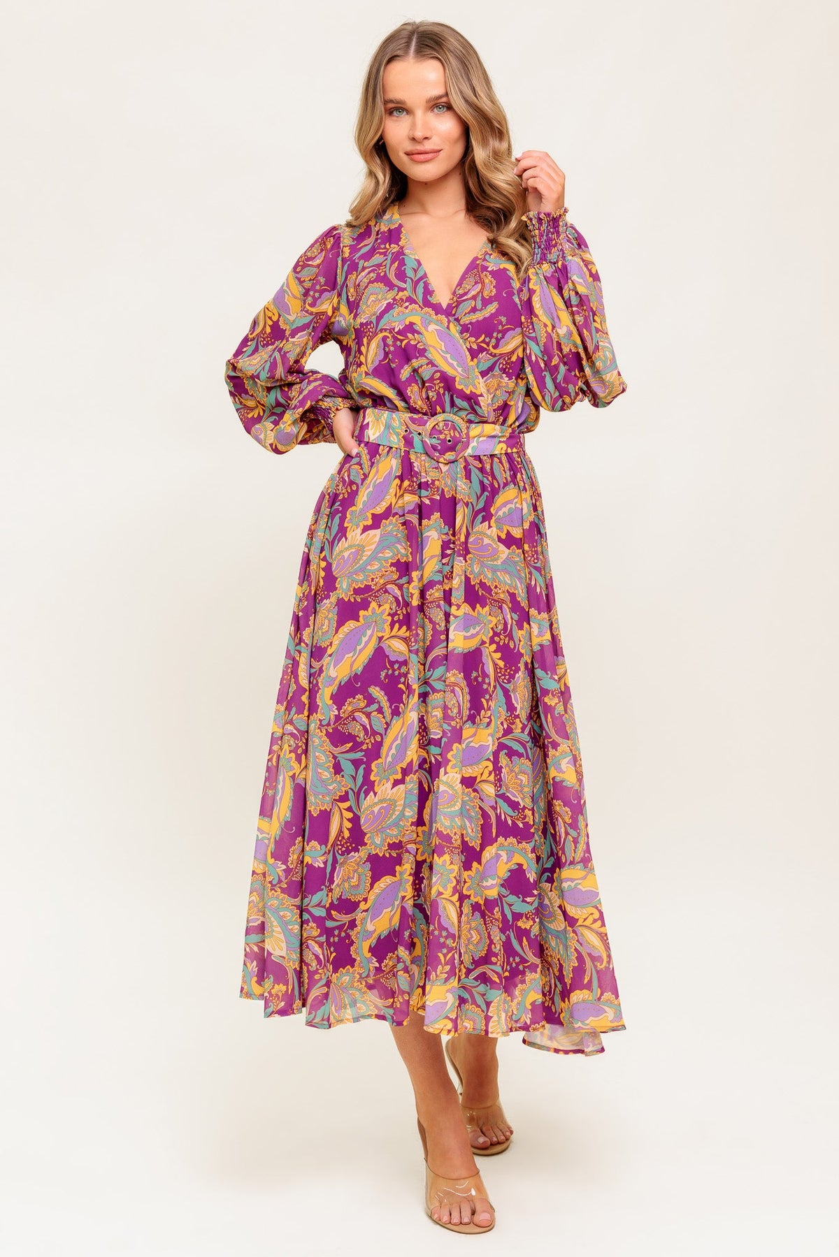 GOING WITH ELEGANCE WOVEN MIDI DRESS