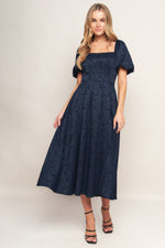 TRY AND TRY AGAIN JACQUARD WOVEN MIDI DRESS