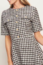 ELEGANT CHECK TWEED MINI DRESS