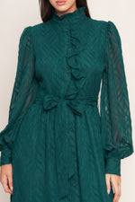 EMERALD WHISPER WOVEN MIDI DRESS