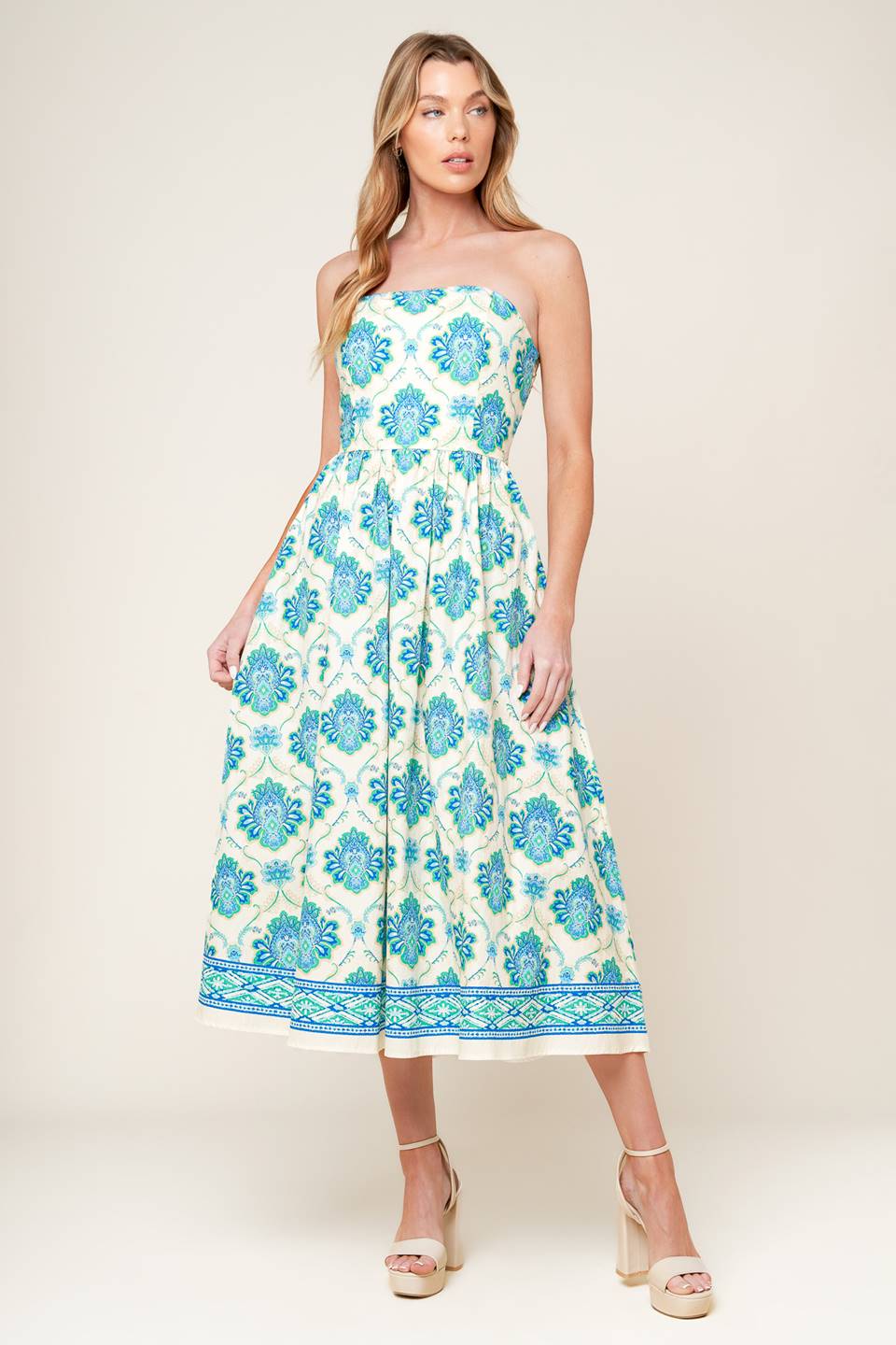 THRIVING POISE WOVEN MIDI DRESS