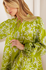 CATCHING FLIGHTS LIME WOVEN MNI DRESS