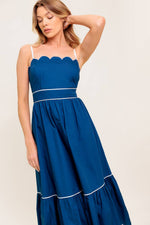 RUSTIC DREAM NAVY WOVEN MIDI DRESS
