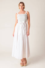 ROMINA BRODERIE WOVEN MIDI DRESS