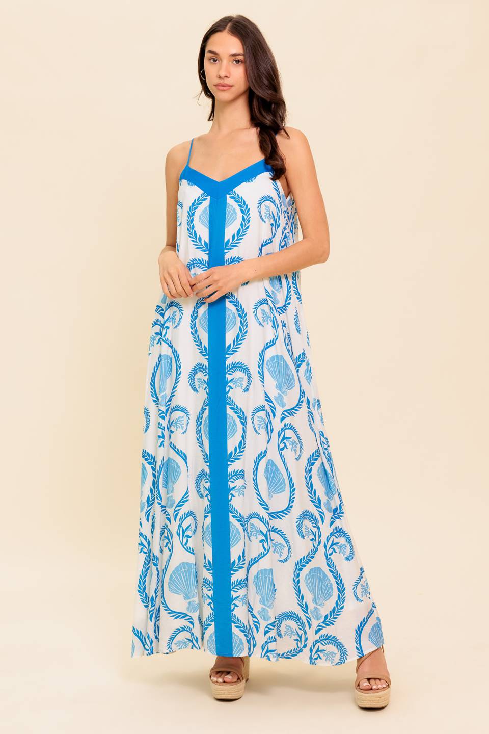 WEEKEND GETAWAY BLUE WOVEN MAXI DRESS