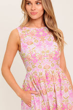 UNDER THE SUN PINK WOVEN MIDI DRESS